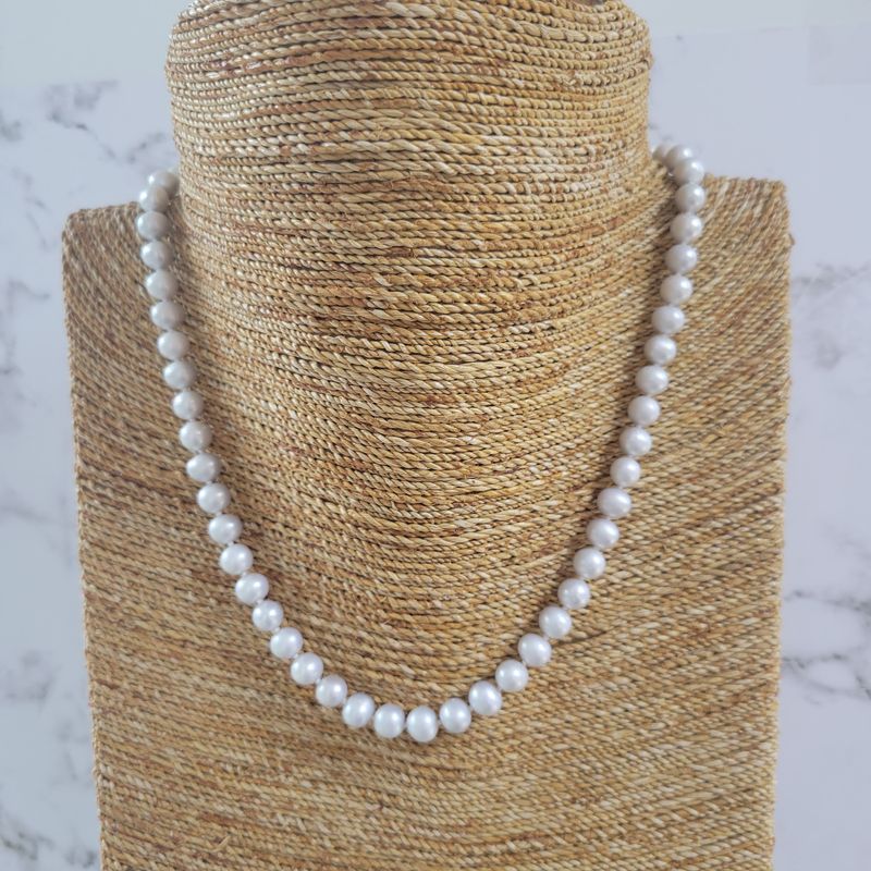 Pearl 7mm 18" Necklace Heart Toggle Gray