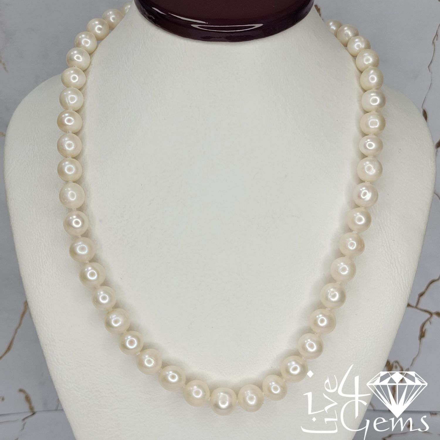 Pearl 7mm 18" Necklace Heart Toggle White