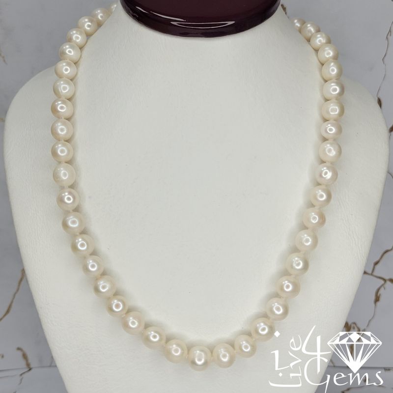 Pearl 7mm 18" Necklace Heart Toggle White