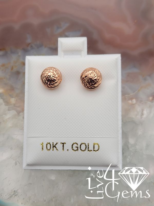 10ktr Turkish Rose Gold 8mm Spiral Ball Stud