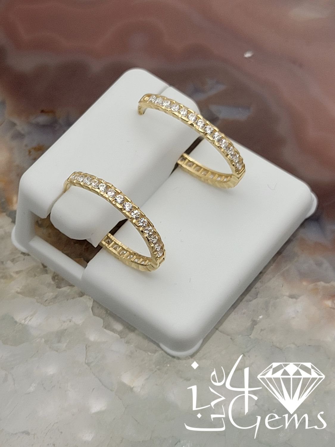 10kty Turkish Gold Cz Oval Hoop Earrings