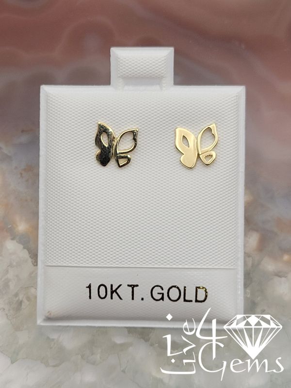 10kty Plain Butterfly Stud Earrings