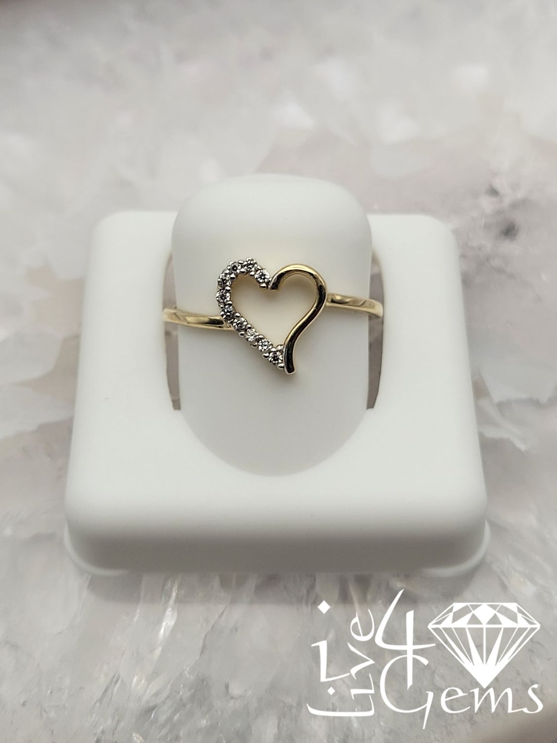 10kty Half Cz Heart Ring S7.5