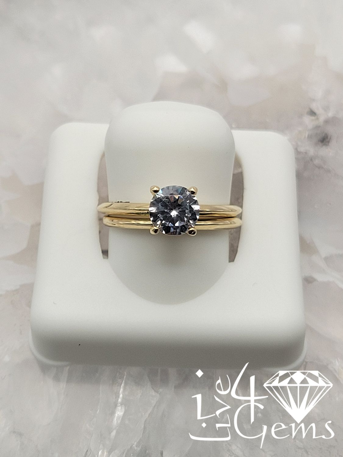 10kty Round Cz Bridal Set Plain Band S6