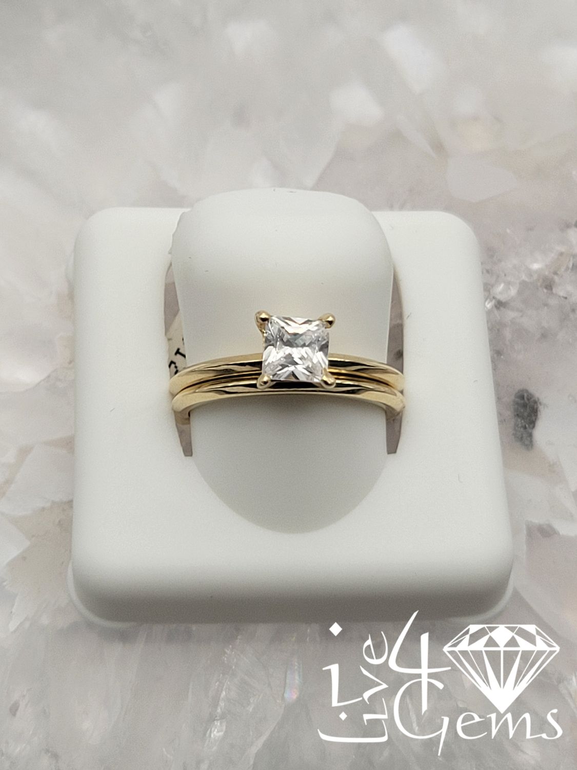 10kty Princess Cz Bridal Set Plain Band S6