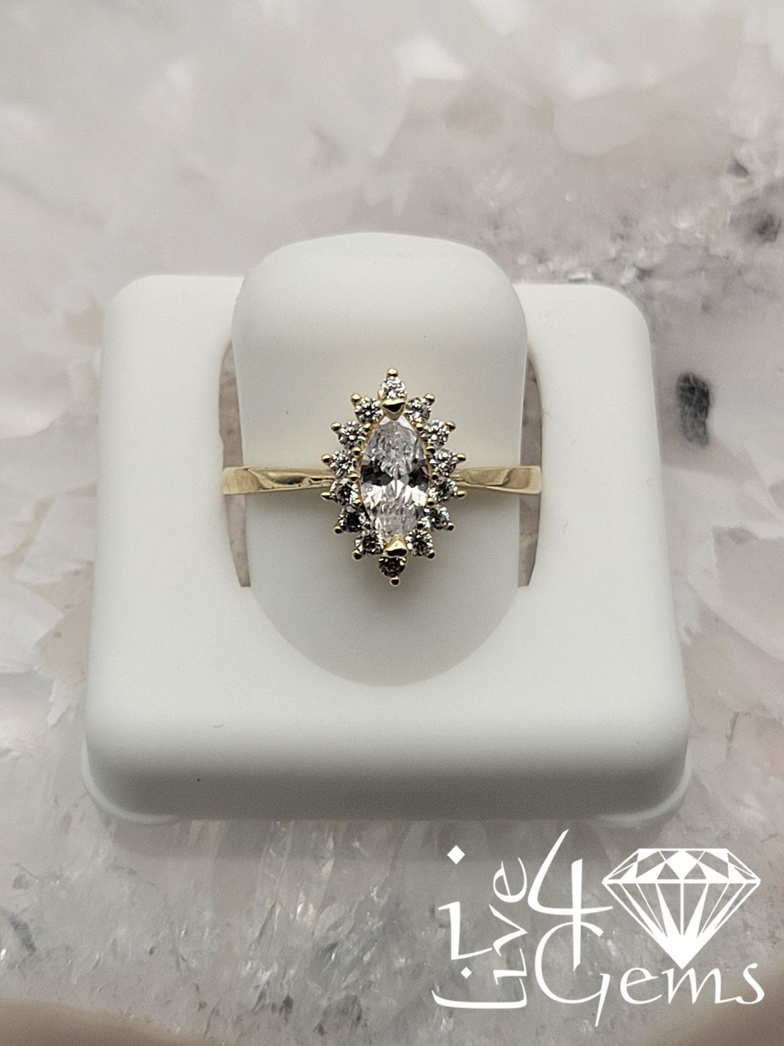 10kty Marquise Cz Halo Ring