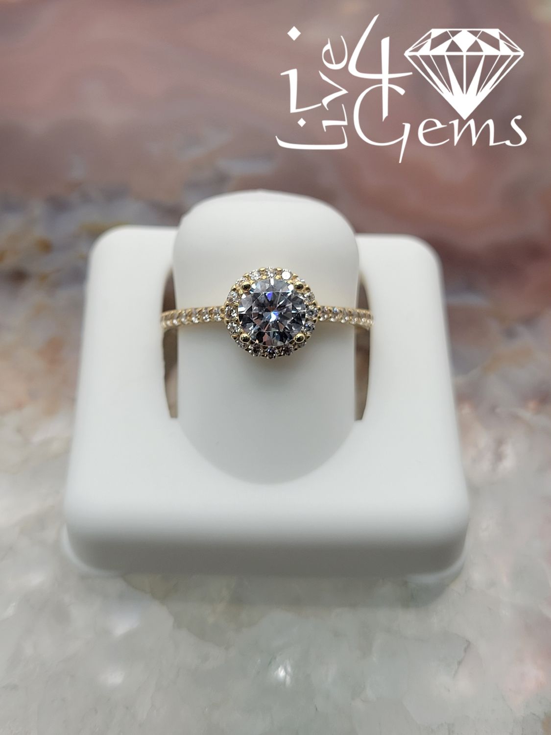 10kty Round Halo 6mm Cz Ring