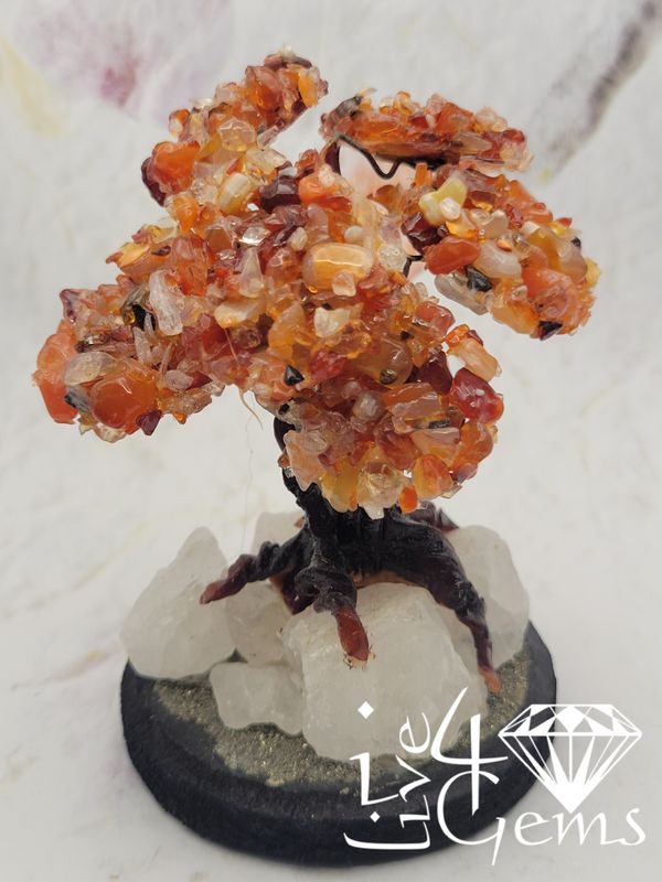 Gemstone Bonsai Tree  Agate w Clear Quartz