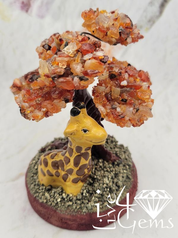Gemstone Bonsai Tree  Agate w Giraffe