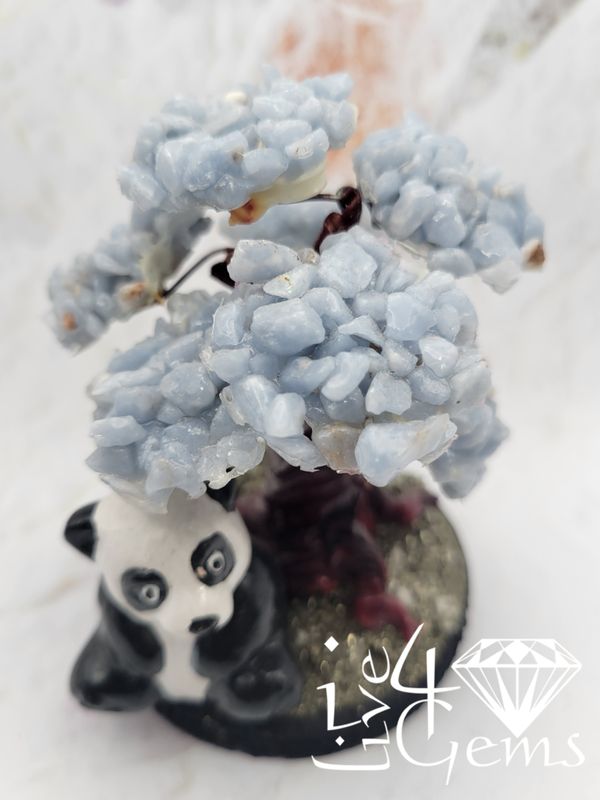 Gemstone Bonsai Tree  Angelite w Panda