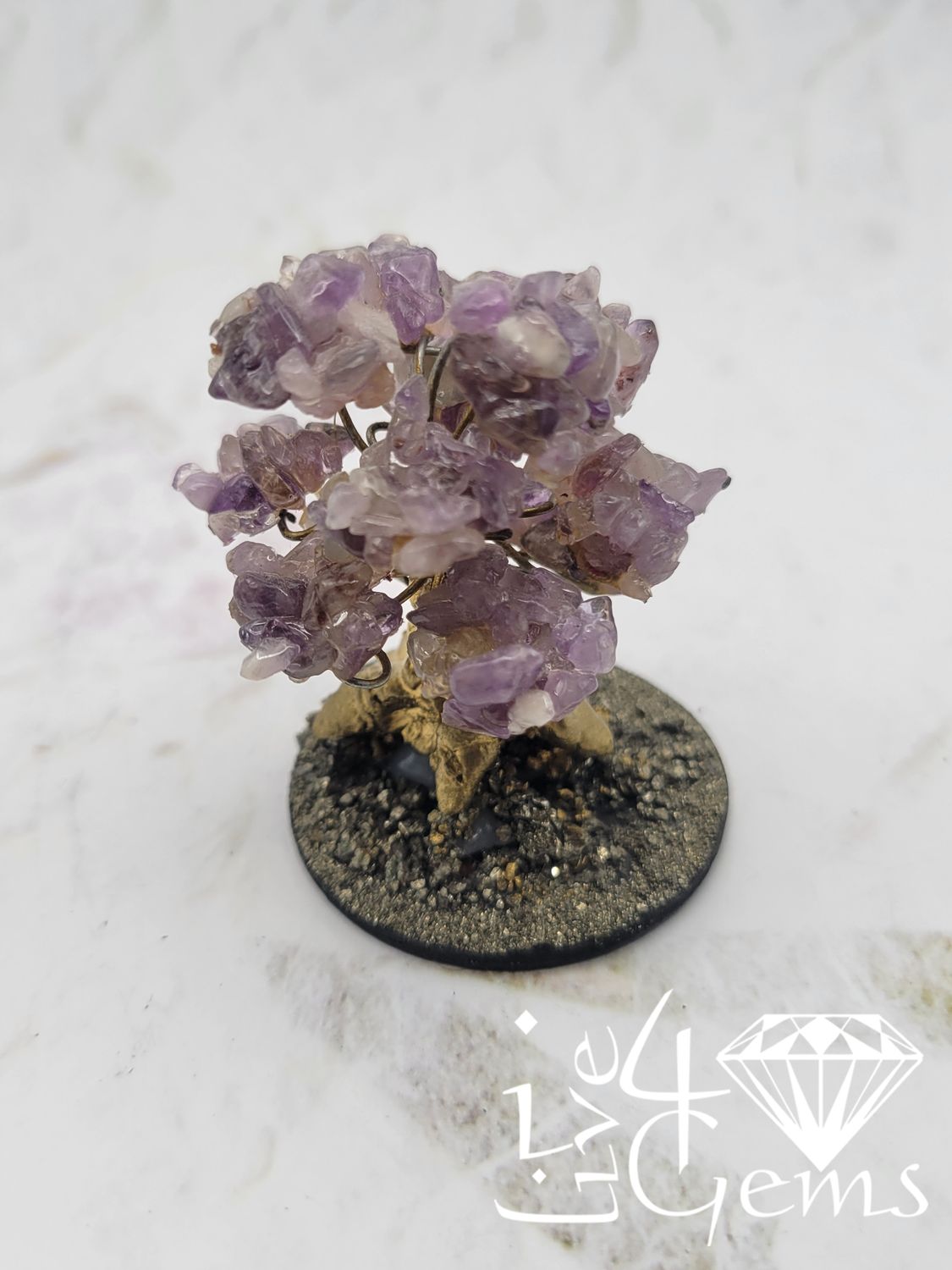 Gemstone Bonsai Tree Amethyst w Pyrite