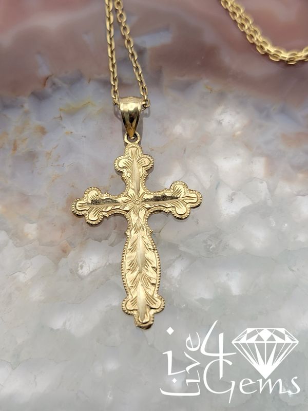 10kt Gold Crucifix Pendant And Chain