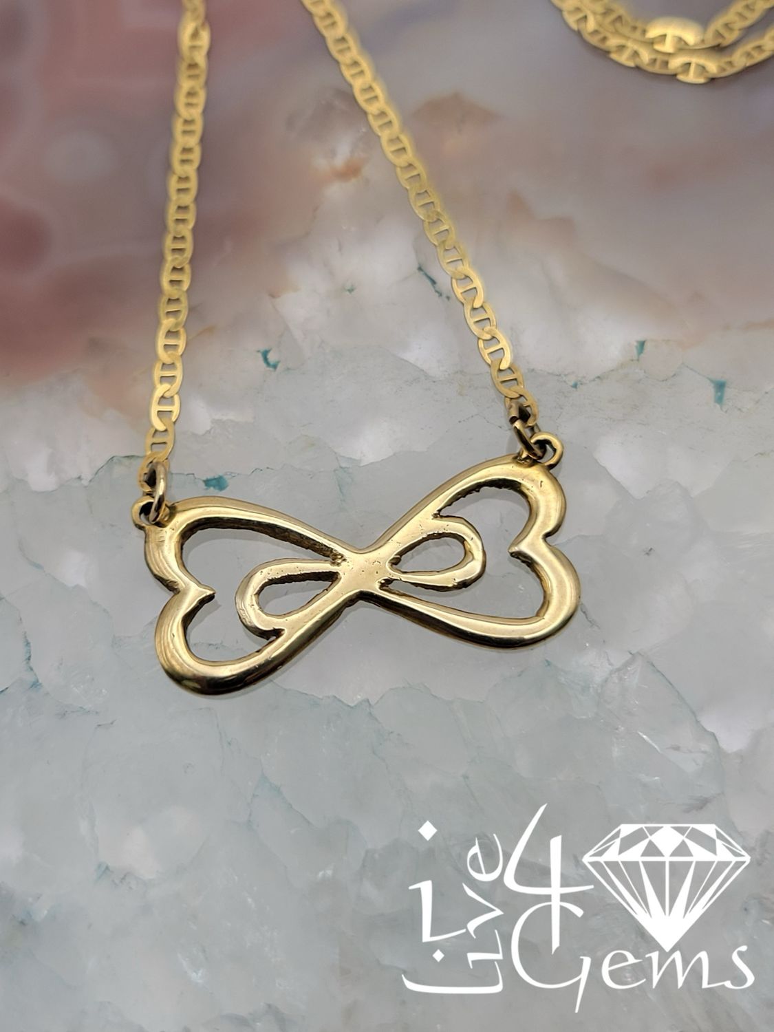 10kt Gold Infinity Heart Pendant Chain