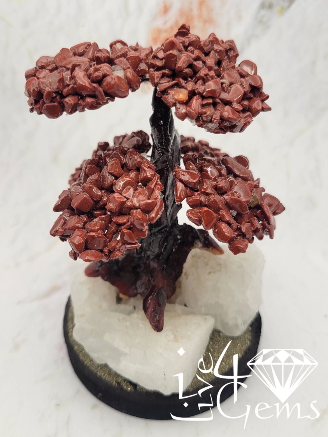 Gemstone Bonsai Tree Red Jasper w Clear Quartz