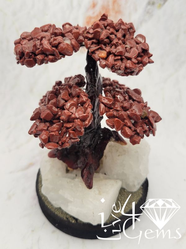 Gemstone Bonsai Tree Red Jasper w Clear Quartz