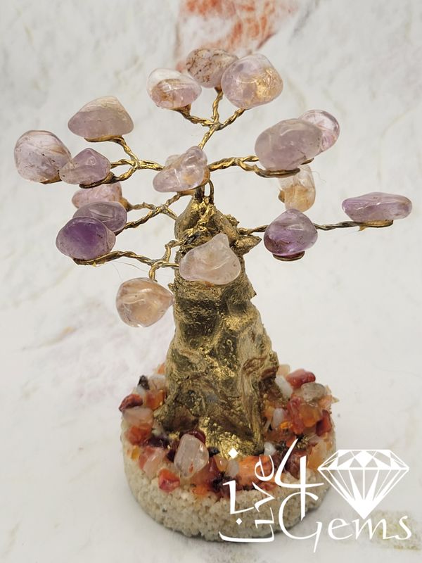 Handmade Amethyst with Carnelian Base Bonsai Gemstone Tree