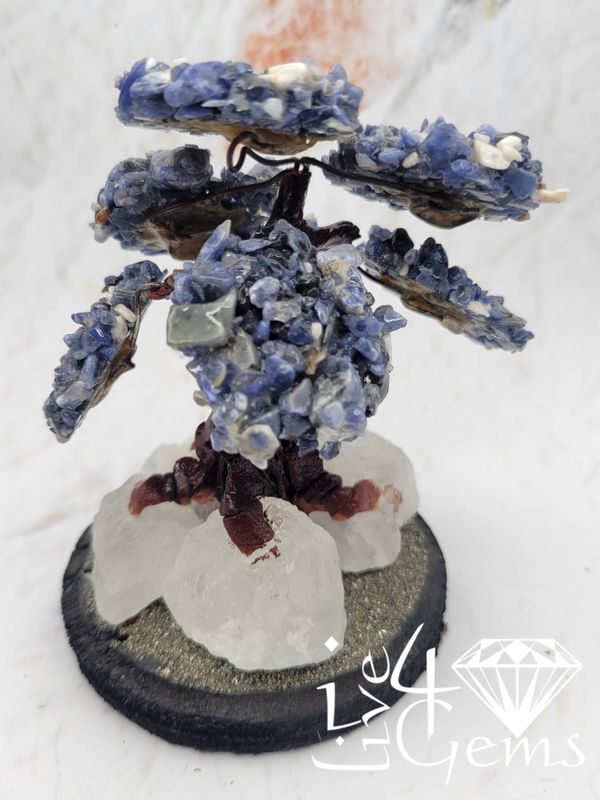 Gemstone Bonsai Tree  Sodalite w Clear Quartz