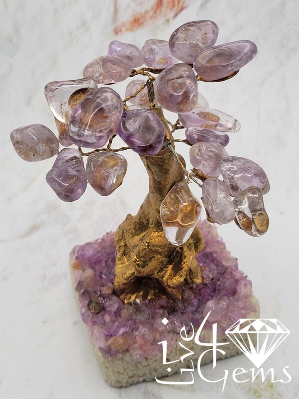 Handmade Amethyst with Amethyst Base Bonsai Gemstone Tree