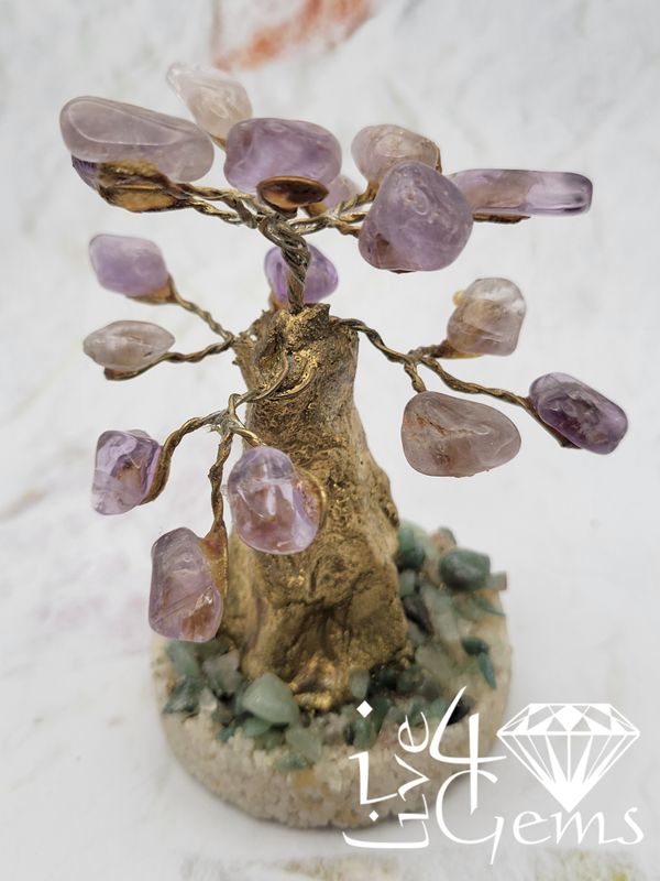 Handmade Amethyst with Aventurine Base Bonsai Gemstone Tree