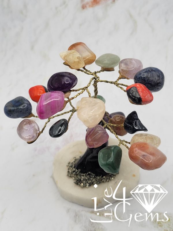Handmade Mixed Quartz with Pyrite Base Bonsai Gemstone Tree