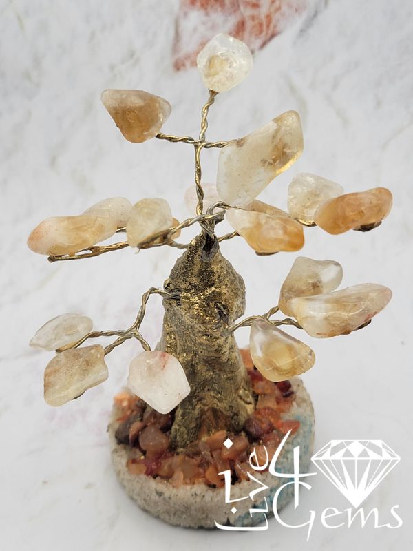 Handmade Citrine with Carnelian Base Bonsai Gemstone Tree