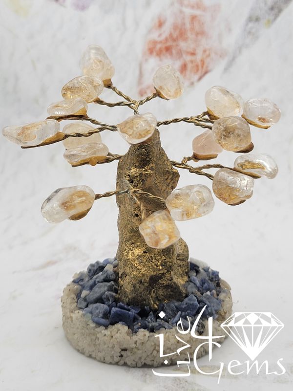 Handmade Citrine with Sodalite Base Bonsai Gemstone Tree