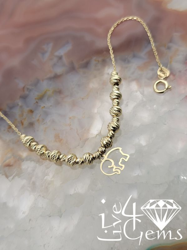 10kty Turkish Gold Elephant Charm Bracelet 8&quot;