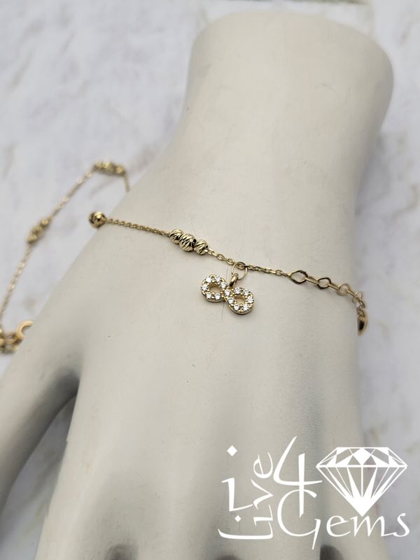 10kty Turkish Gold Infinity Charm Bracelet