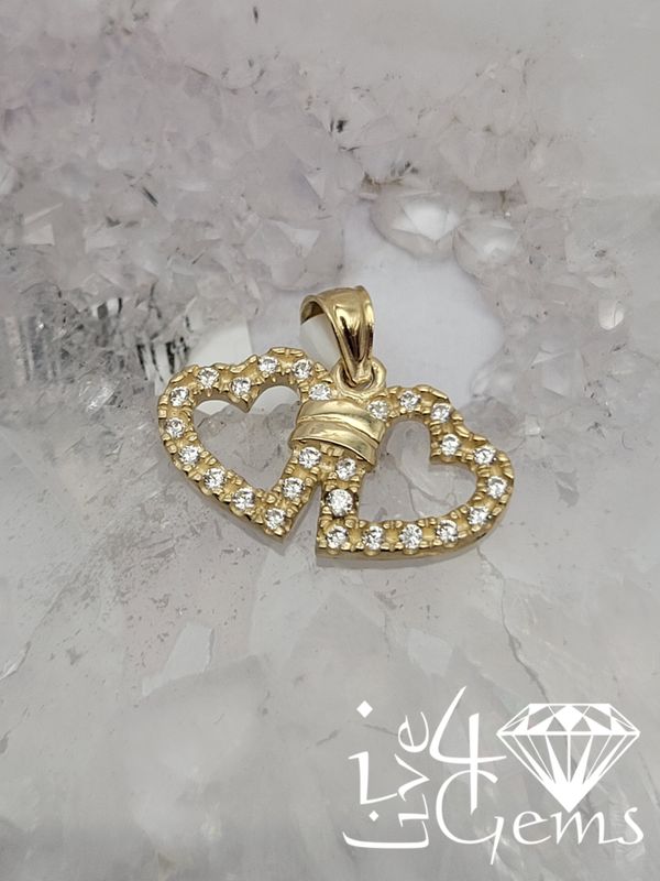 10kty Double Cz Heart Pendant