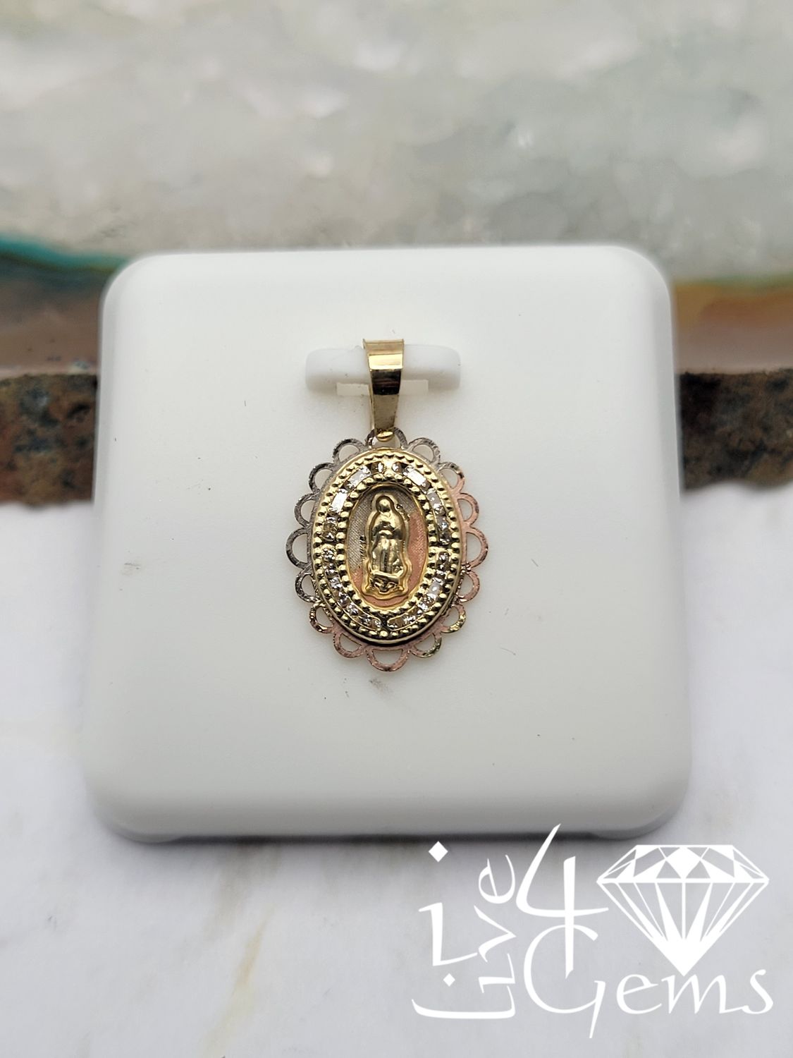 10kt Gold Two Toned Virgin Mary Pendant