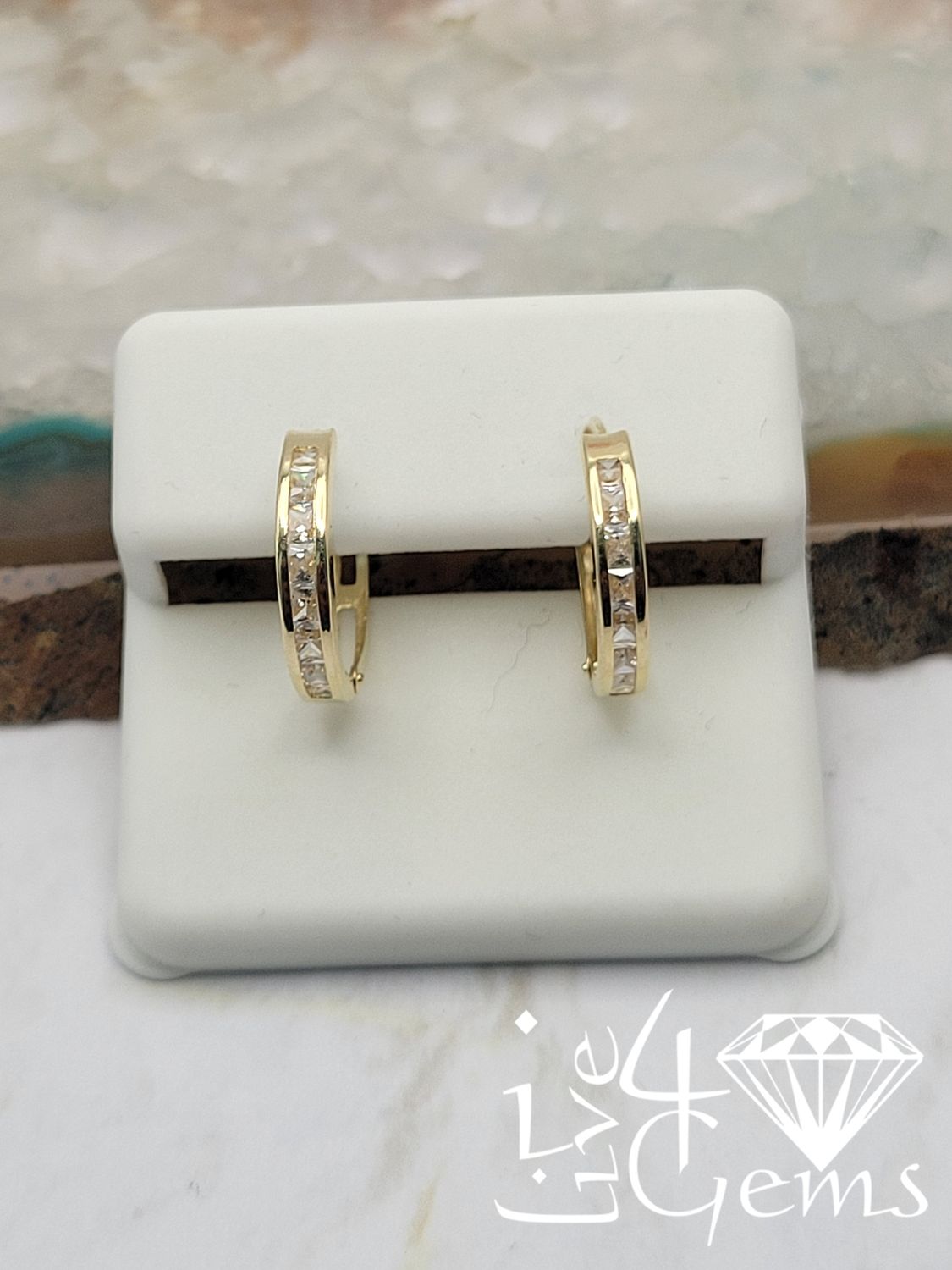 10kty 15mm Clear Cz Hoop Earring