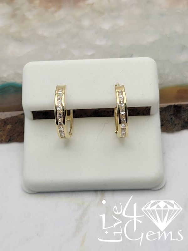 10kty 15mm Clear Cz Hoop Earring