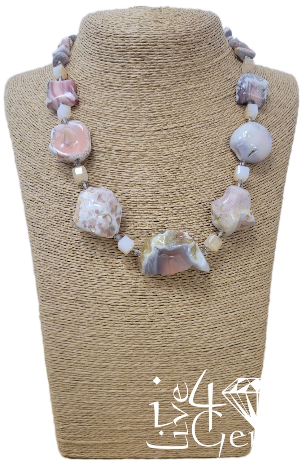 Pink Opal Gemstone Statement Necklace
