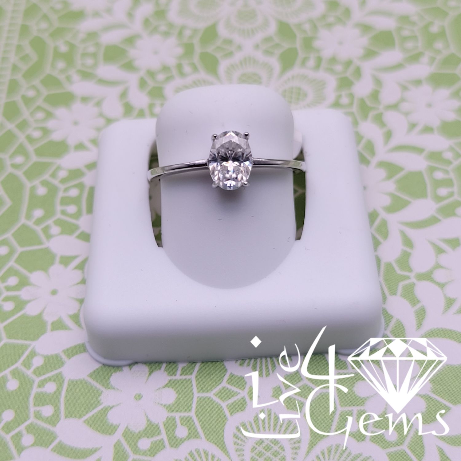 Silver Moissanite Oval Cut 1/2ctw Ring S6