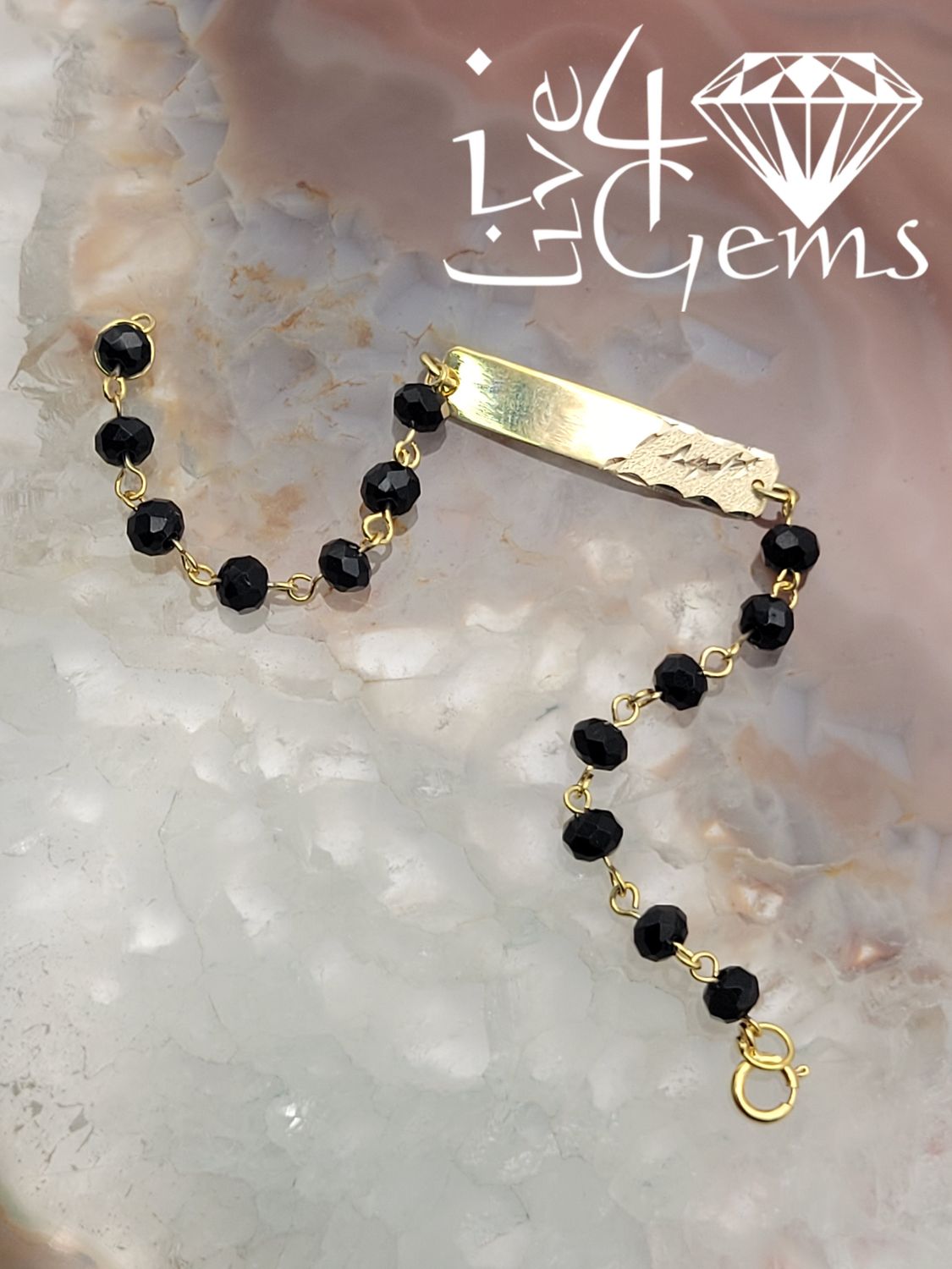 10kty Jet Bead Baby ID Band