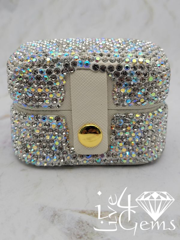 Rhinestone Jewelry Box White Iridescent