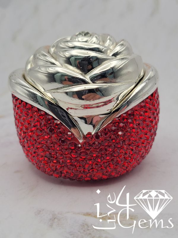 Rhinestone Rose Jewelry Box Red