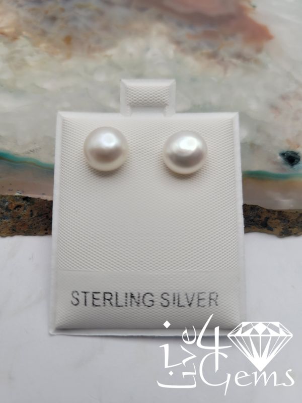 Silver Pearl Studs White 9mm Silicone Stopper