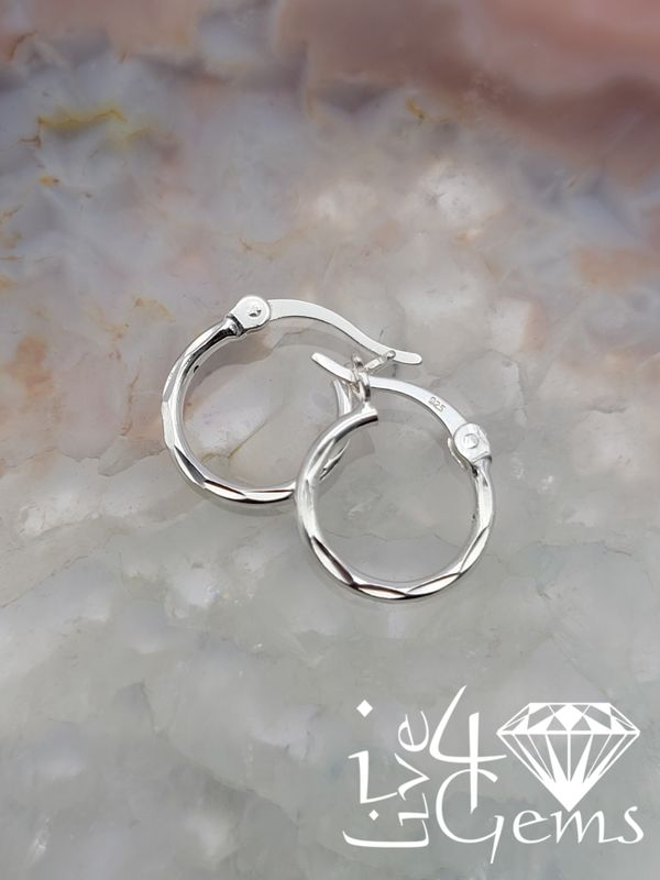 Pattern Silver Hoop 2x12mm