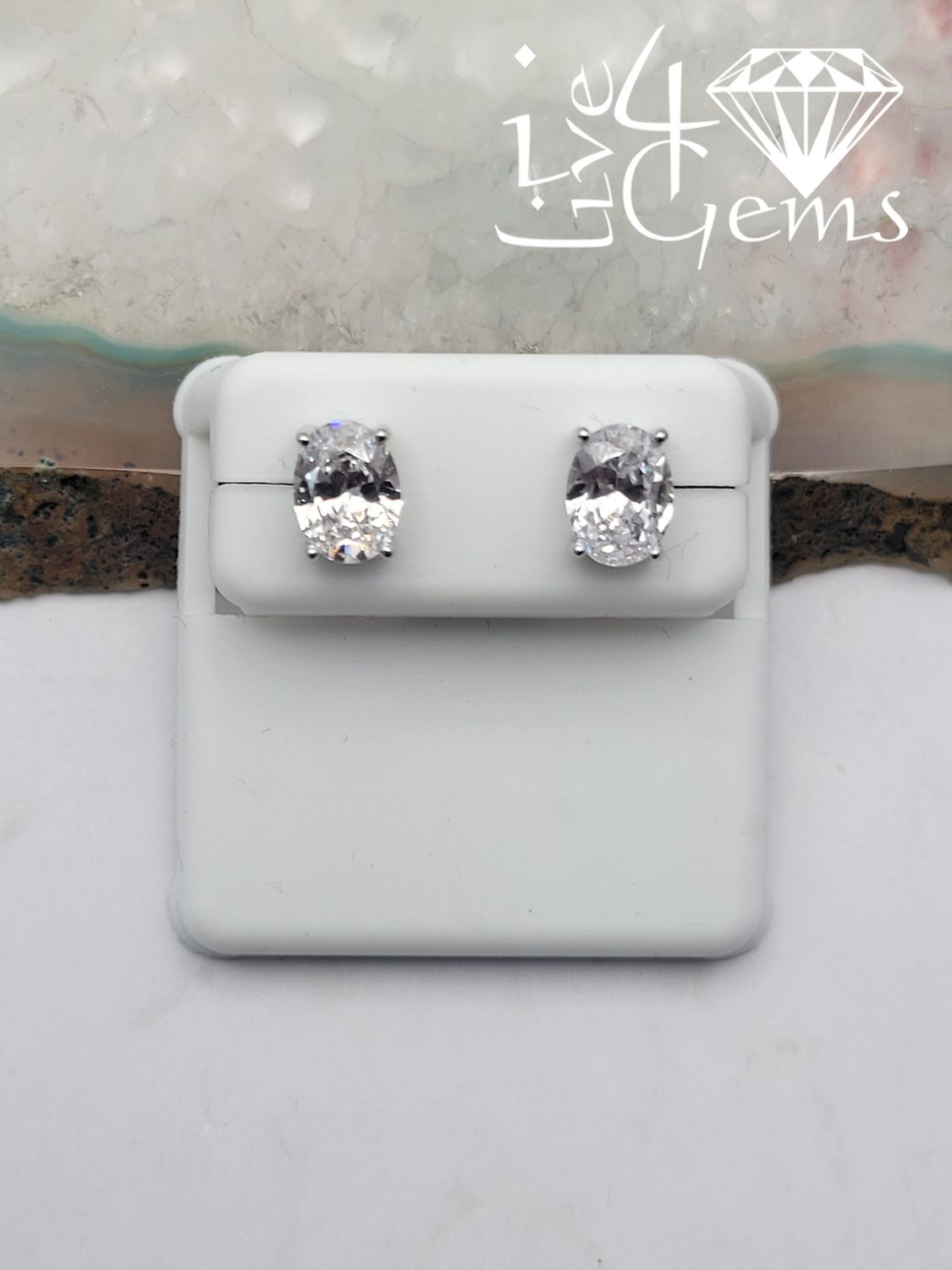 Silver Oval 9mm Cz Stud Earring