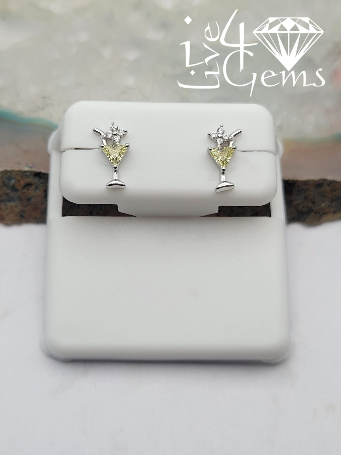 Silver Cocktail Cz Stud Earrings