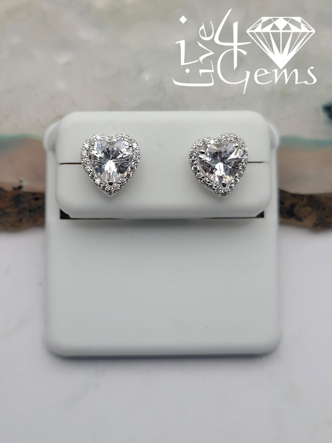Silver Heart Cz Halo Stud Earring