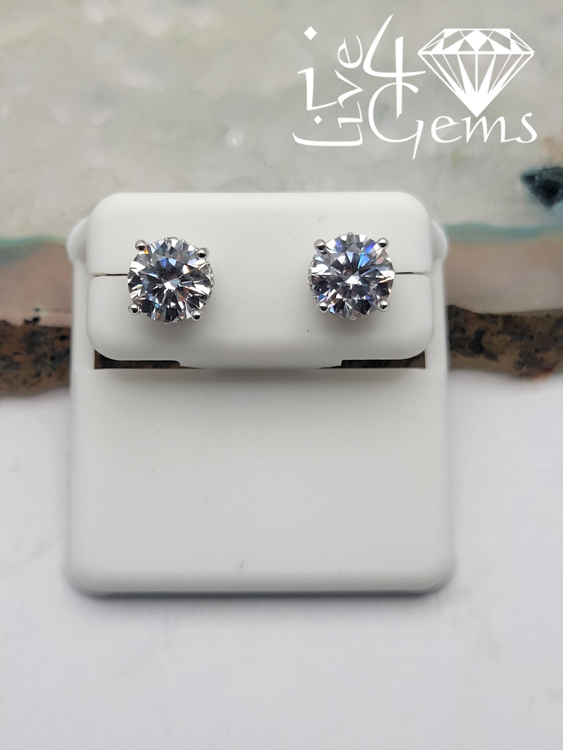 Silver 8mm Round Cz Stud Earrings