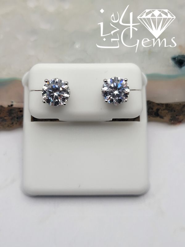 Silver 8mm Round Cz Stud Earrings
