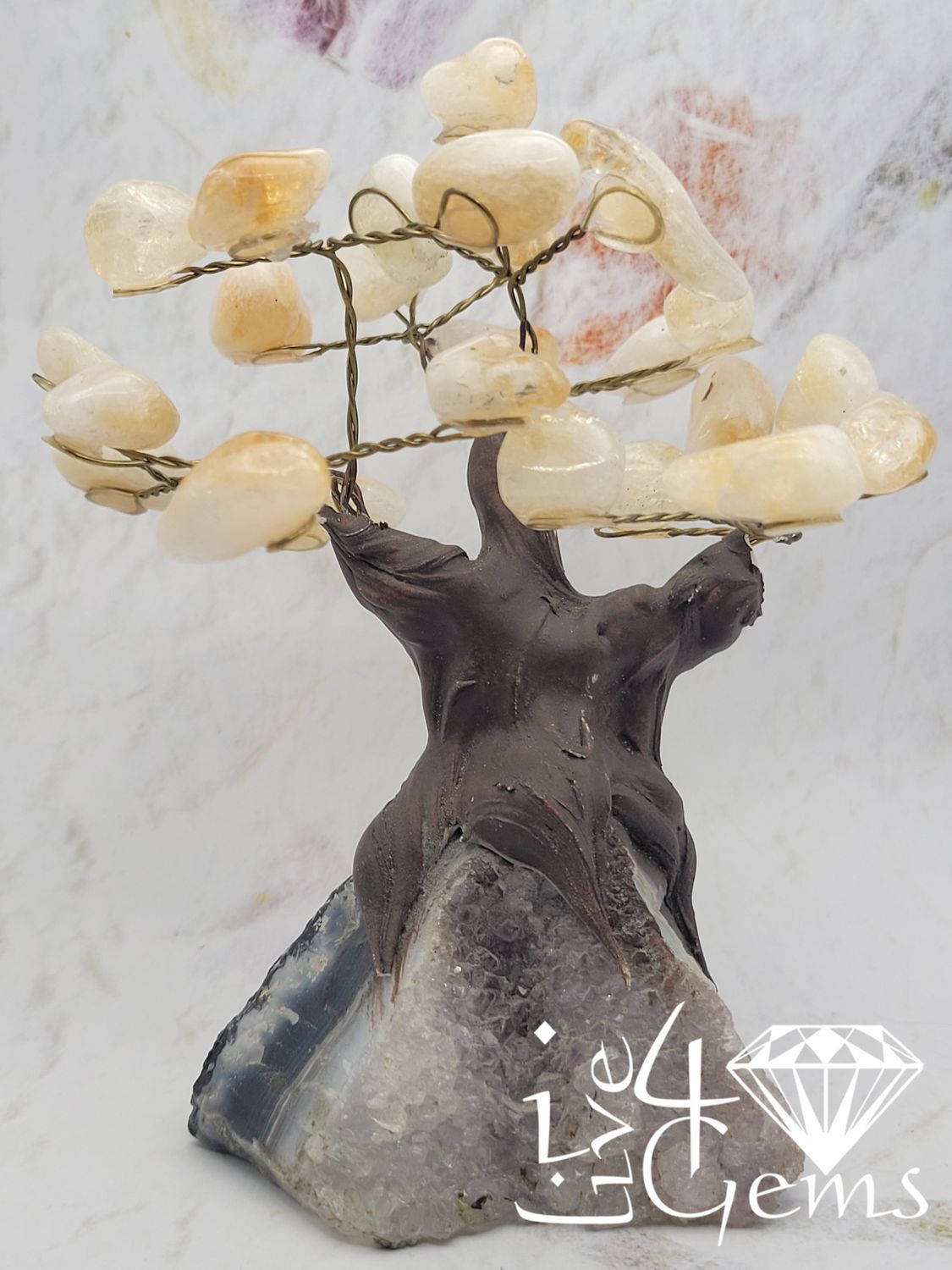 Bonsai Gemstone Tree Citrine w Amethyst