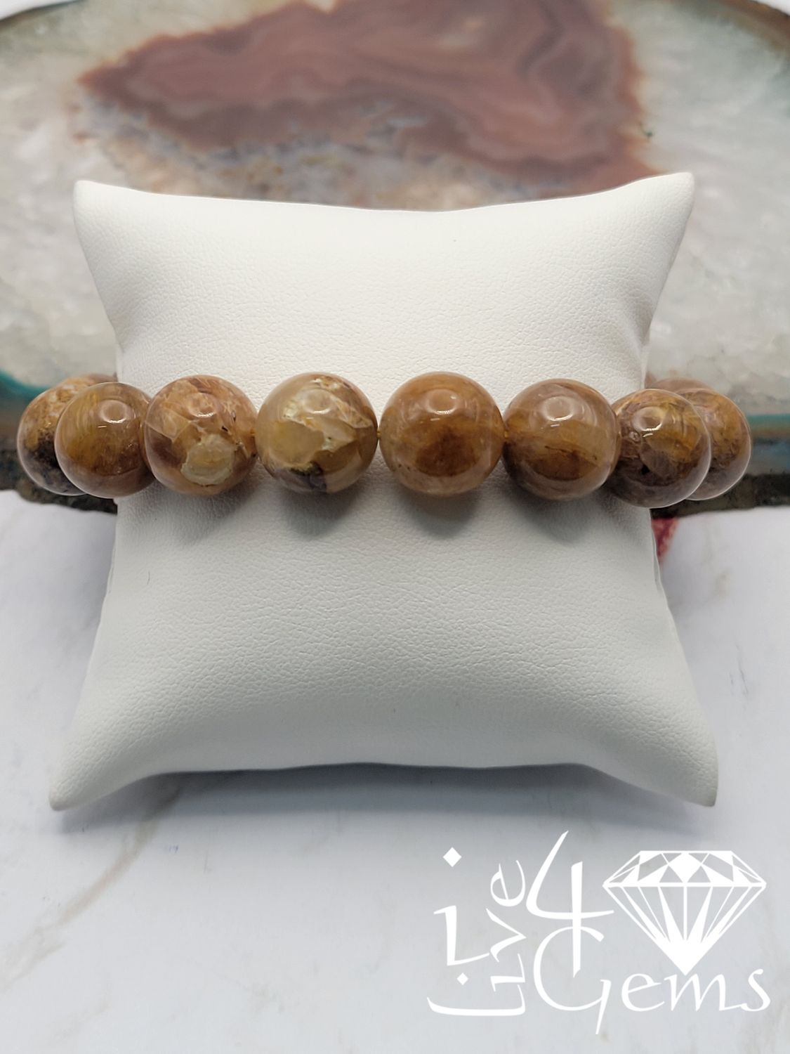 Round Brown Citrine 14mm Bracelet