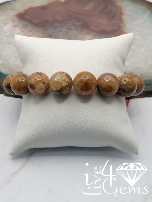 Round Brown Citrine 14mm Bracelet