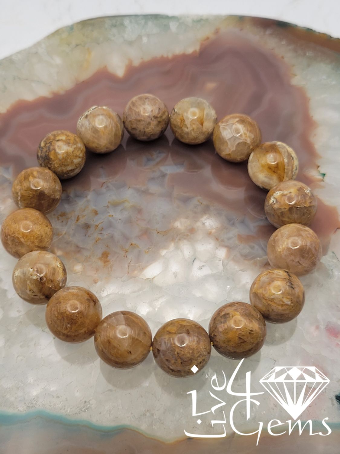 Round Brown Citrine 14mm Bracelet