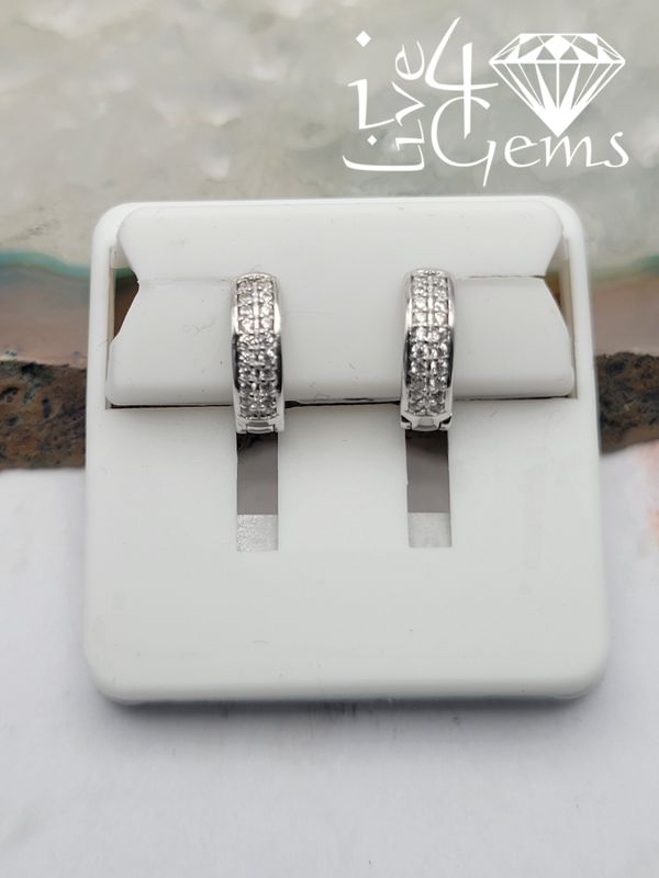 Silver 12mm Double Row Cz Huggie