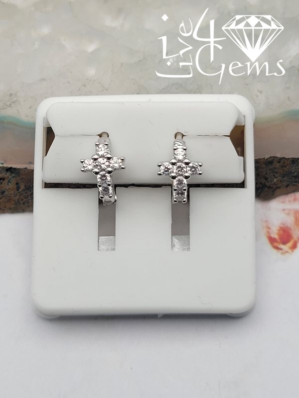 Silver Cz Cross 12mm Huggie